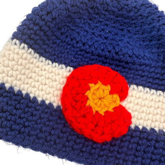Colorado Flag Crochet Knit Beanie Hat - Picture 2 of 4